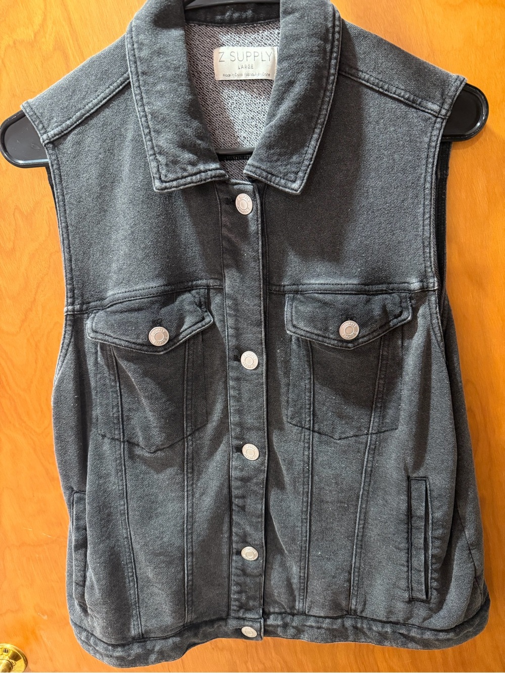 Z Supply Black Washed Denim Vest